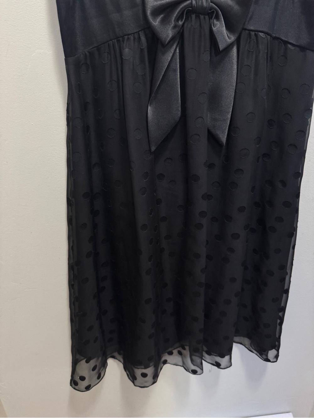 Liz Claiborne Black Chiffon Polka Dot Dress Size 14 - Picture 4 of 12